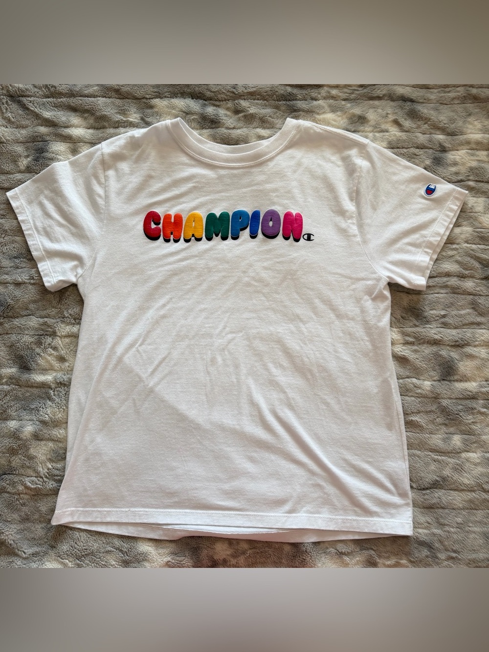 Champion Women’s White Rainbow Logo T-Shirt